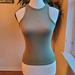 J.Crew Olive Ribbed Sleeveless Fitted Top XXS